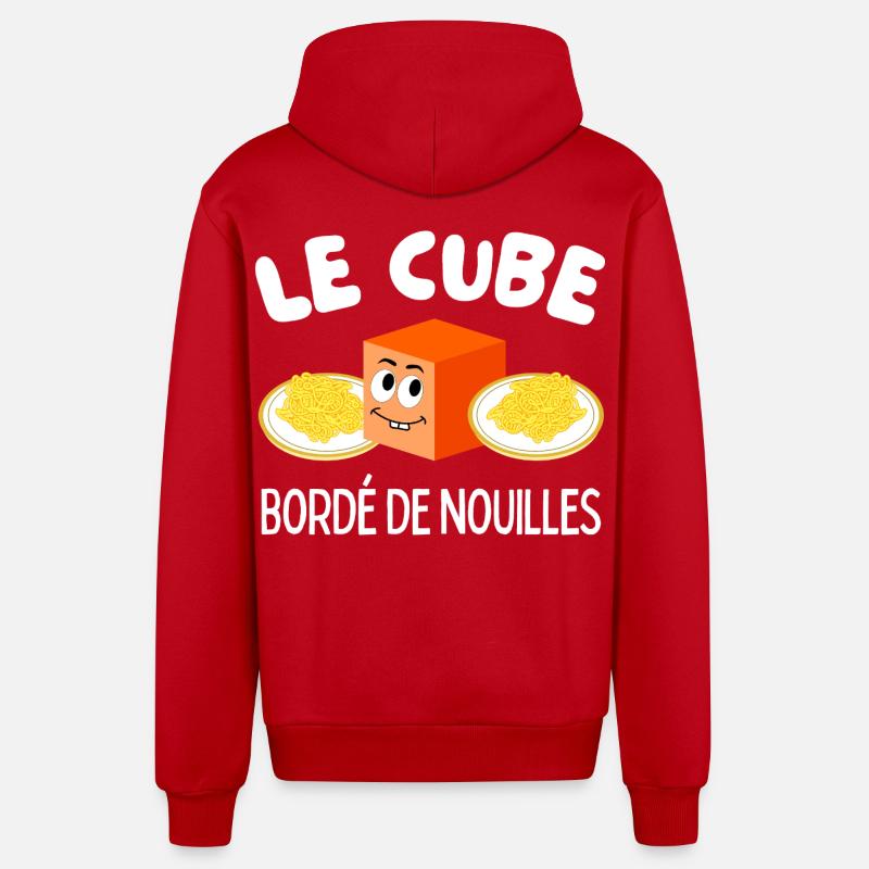 Le Cube Bordé de Nouilles - Veste à capuche bio décontractée fabriquée en UE - rouge