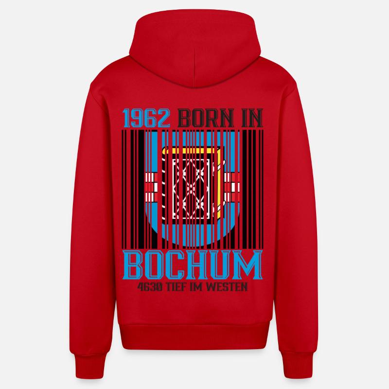 1962 Bochum Né en Occident - Veste à capuche bio décontractée fabriquée en UE - rouge