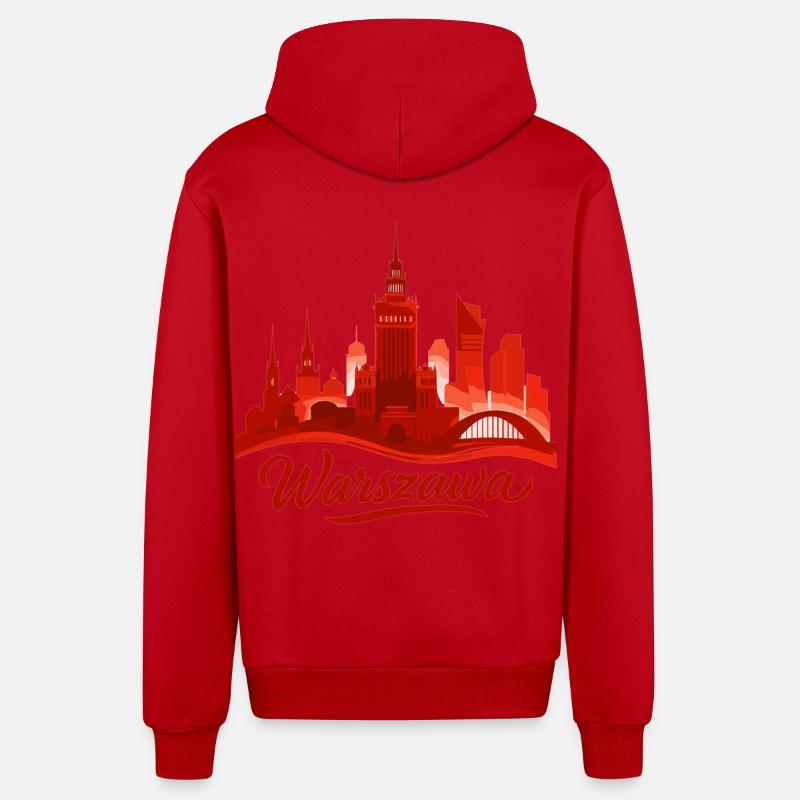 Varsovie Warszawa Capitale Pologne Rouge Cadeau - Veste à capuche bio décontractée fabriquée en UE - rouge
