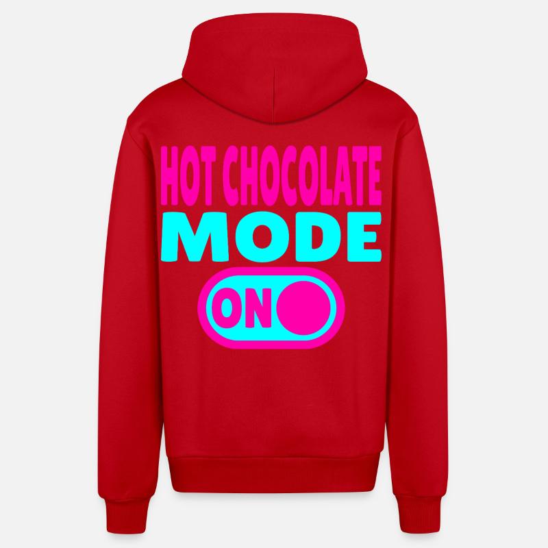 Mode chocolat chaud activé - Veste à capuche bio décontractée fabriquée en UE - rouge