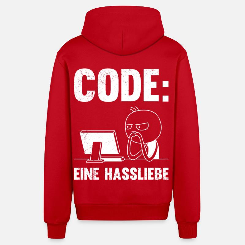 Codeur : UNE RELATION AMOUR-HAINE DRÔLE - Veste à capuche bio décontractée fabriquée en UE - rouge