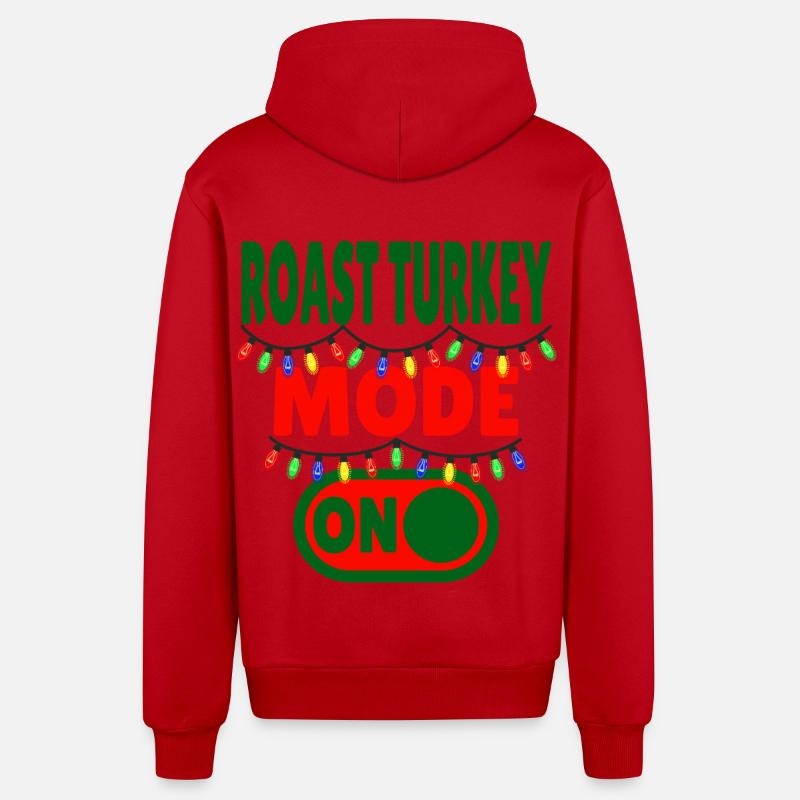 Roast Turkey Mode ON - Organic Relaxed Hooded Jacket Made in EU - red