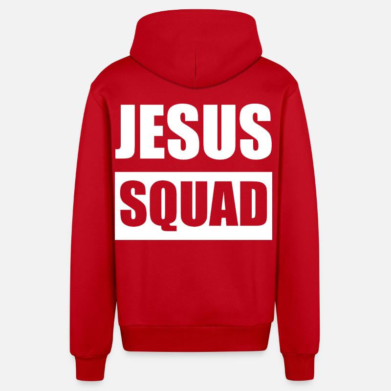 Jesus Squad Logo Tee - Veste à capuche bio décontractée fabriquée en UE - rouge