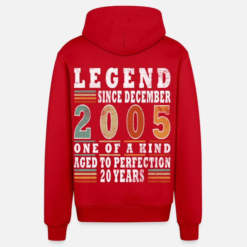 Cadeau d’anniversaire de décembre 2005 - Veste à capuche bio décontractée fabriquée en UE - rouge
