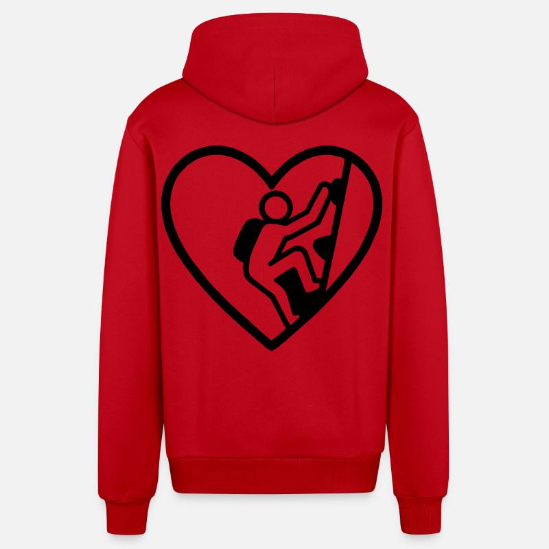 Escalade de cœur – Passion verticale - Veste à capuche bio décontractée fabriquée en UE - rouge