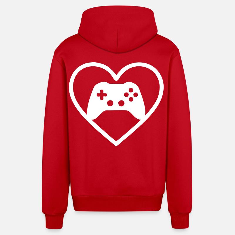 Heart Gaming – Stylized Controller Design - Organic Relaxed Hooded Jacket Made in EU - red