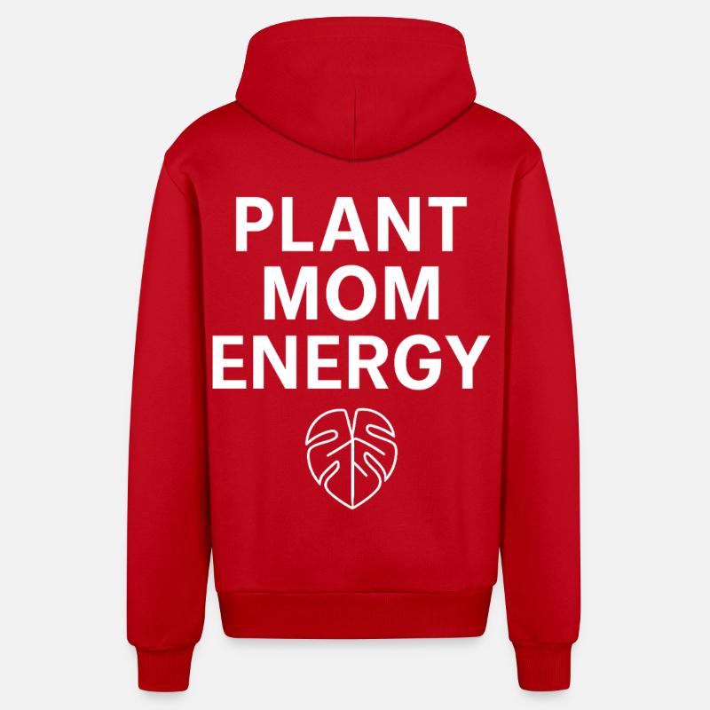 Déclaration énergétique de Plant Mom - Veste à capuche bio décontractée fabriquée en UE - rouge