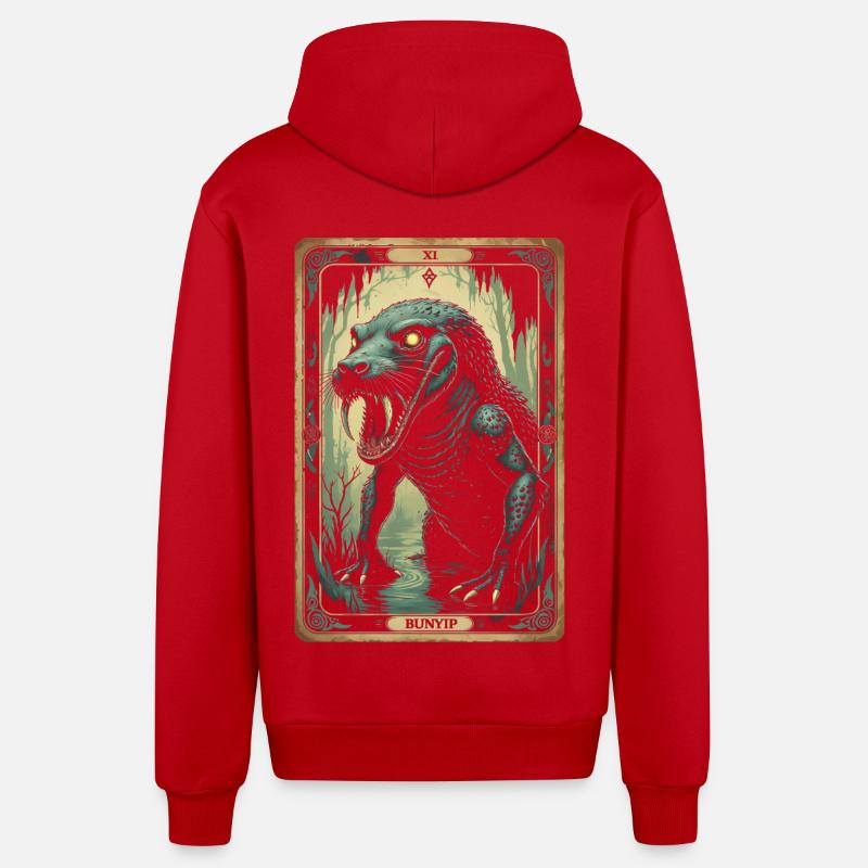 Bunyip Mythological Creatures - Organic Relaxed Hooded Jacket Made in EU - red