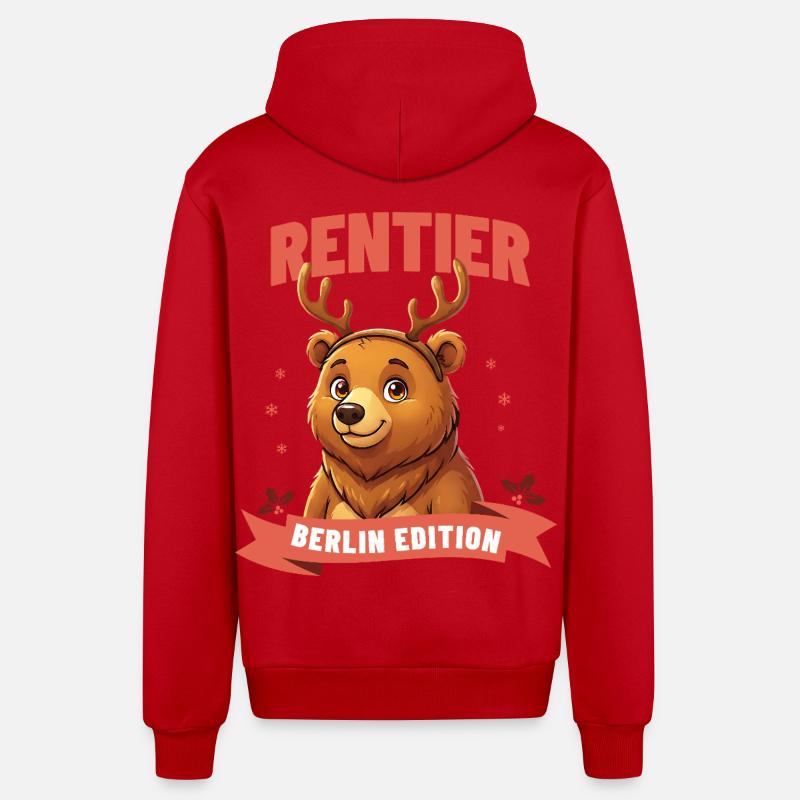 Renne de Noël Ours de Berlin - Veste à capuche bio décontractée fabriquée en UE - rouge