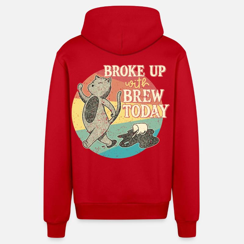 Coffee withdrawal decaffeinated ex-coffee drinker - Organic Relaxed Hooded Jacket Made in EU - red