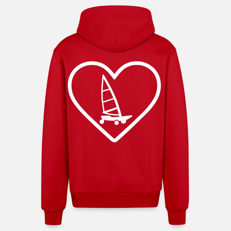 Heart Land Sailing – Attraction éolienne - Veste à capuche bio décontractée fabriquée en UE - rouge
