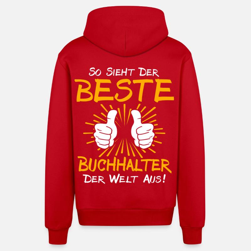 Idée de cadeau pour comptable - Veste à capuche bio décontractée fabriquée en UE - rouge