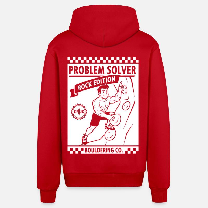 Problem Solver Rock Edition Kletterwand-Spaß - Organic Relaxed Kapuzenjacke Made in EU - Rot