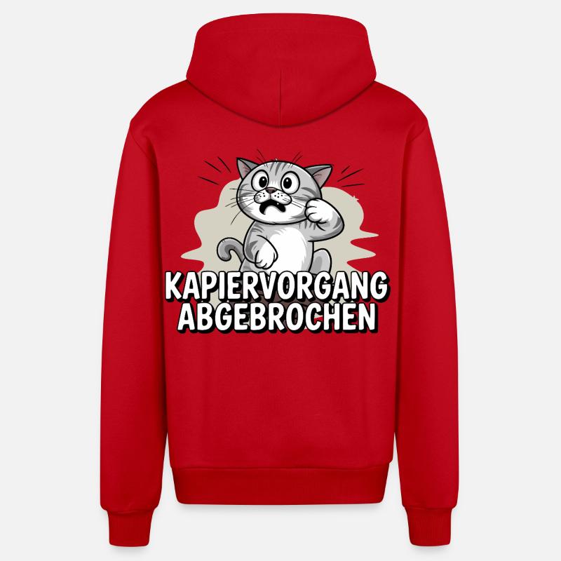 Kapiervorgang abgebrochen – Katze verwirrt - Organic Relaxed Kapuzenjacke Made in EU - Rot