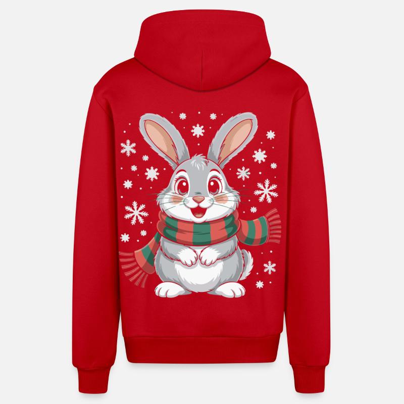 Lapin d’hiver avec écharpe - Veste à capuche bio décontractée fabriquée en UE - rouge