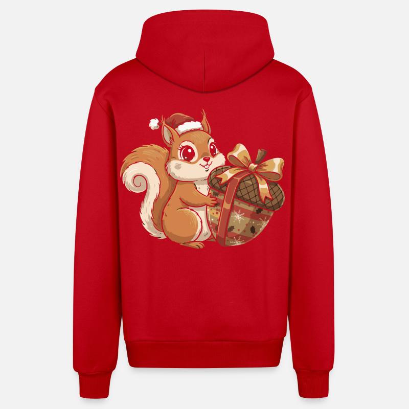 Winterfreude Eichhörnchen Geschenk - Organic Relaxed Kapuzenjacke Made in EU - Rot