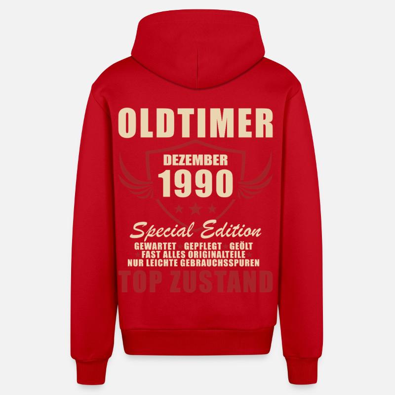 Oldtimer Édition Spéciale décembre 1990 - Veste à capuche bio décontractée fabriquée en UE - rouge