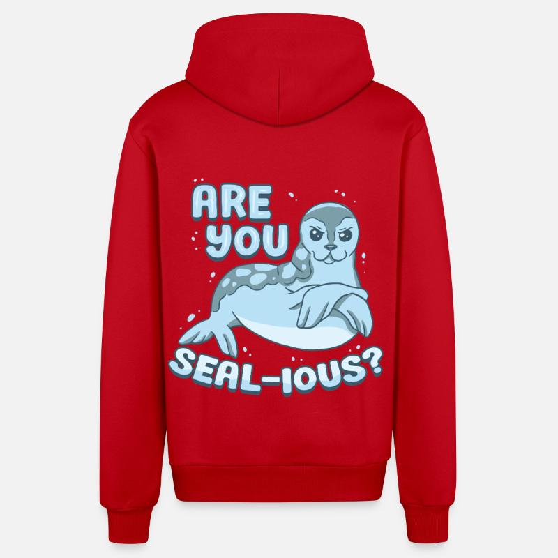 Phoques de la Groenpe Êtes-vous phoque ? - Veste à capuche bio décontractée fabriquée en UE - rouge