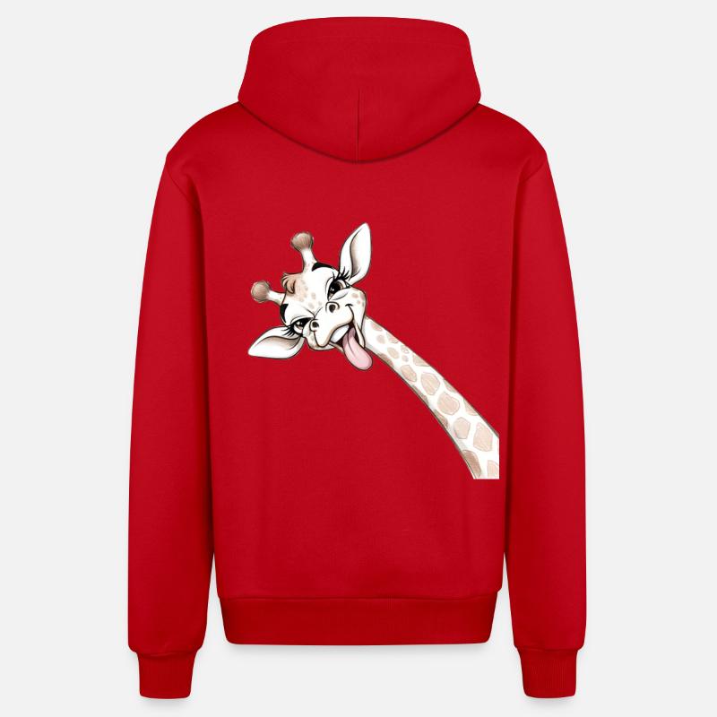 Girafe Joyeuse Langue Déployée - Veste à capuche bio décontractée fabriquée en UE - rouge