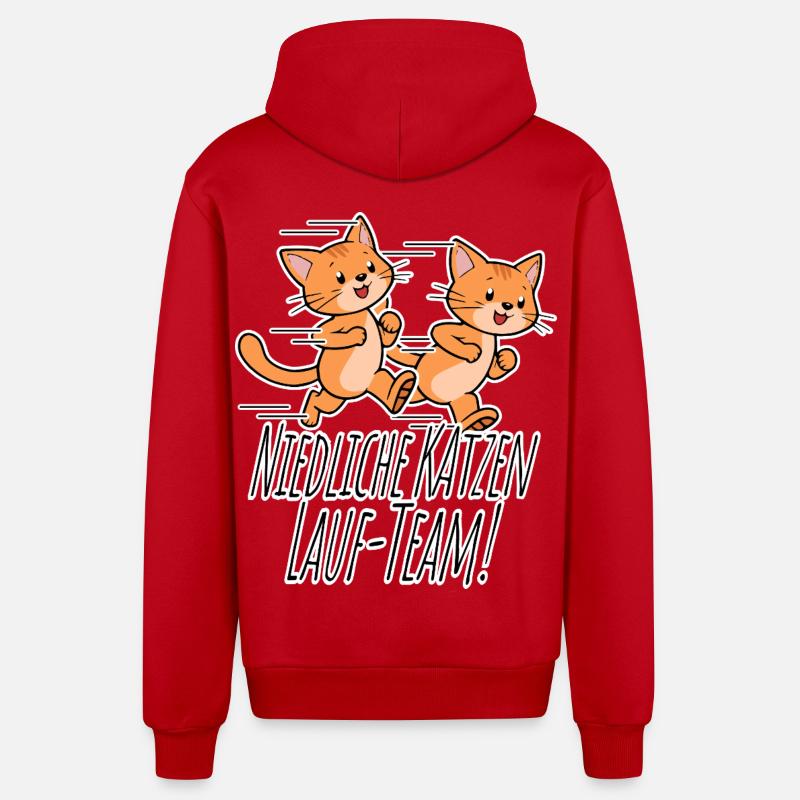 Équipe de course des chats mignons ! - Veste à capuche bio décontractée fabriquée en UE - rouge