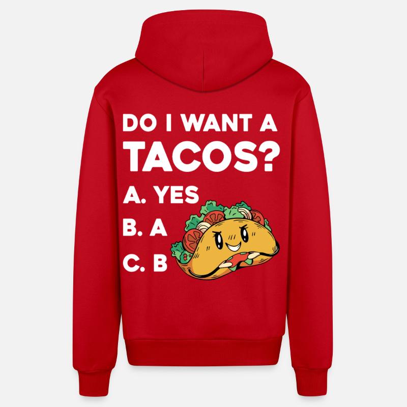 Taco Frage: Ja Oder Nein - Veste à capuche bio décontractée fabriquée en UE - rouge