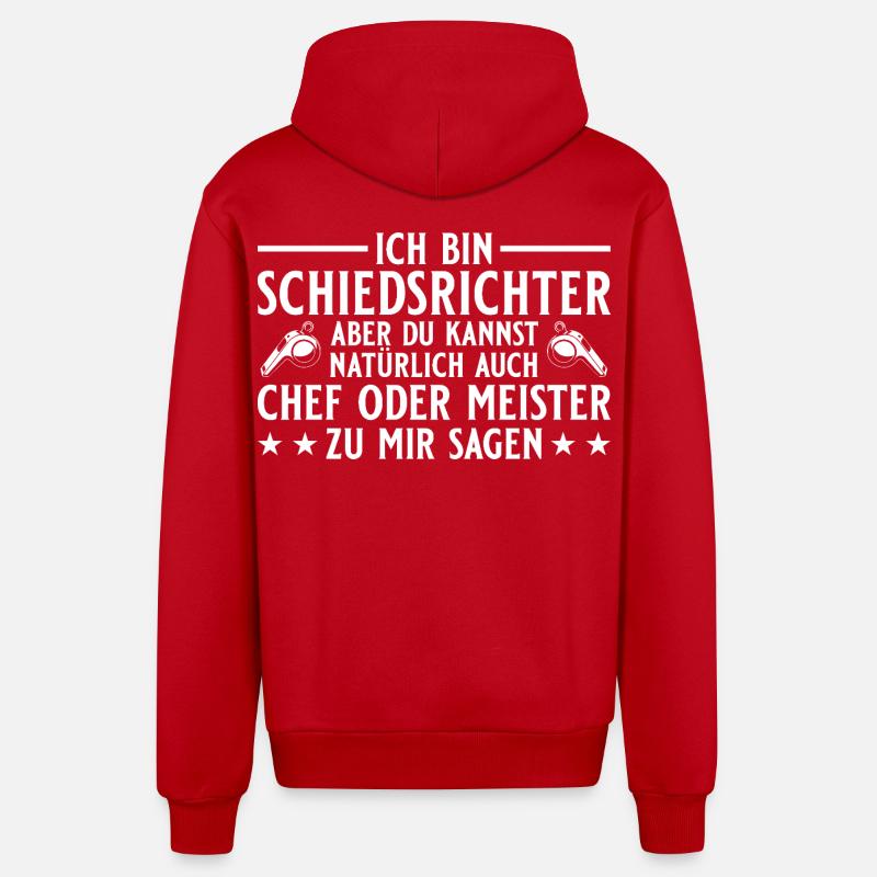 Schiedsrichter Chef oder Meister - Organic Relaxed Kapuzenjacke Made in EU - Rot