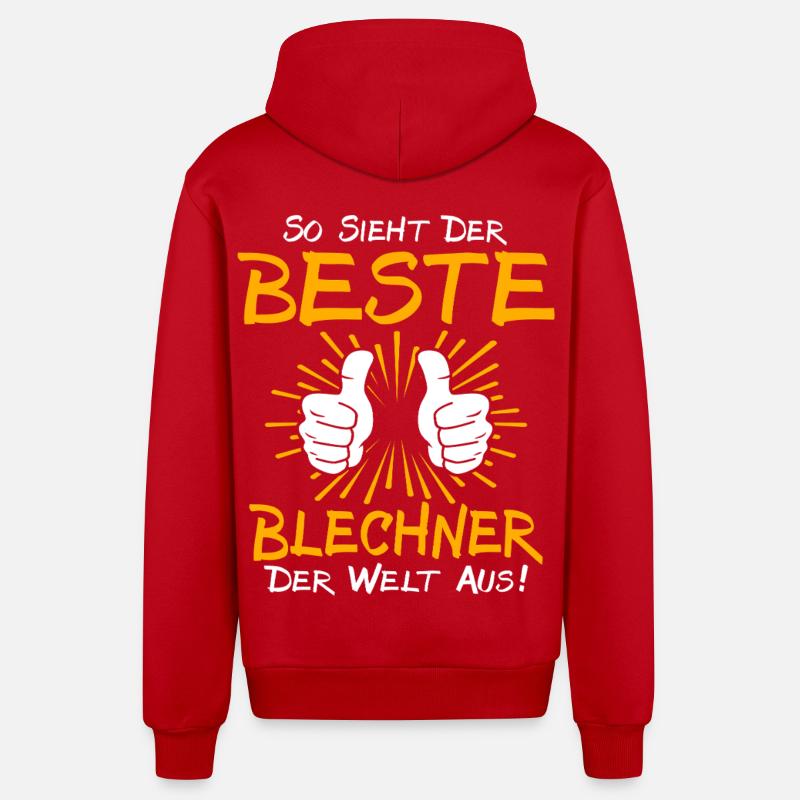 Idée de cadeau Blechner - Veste à capuche bio décontractée fabriquée en UE - rouge