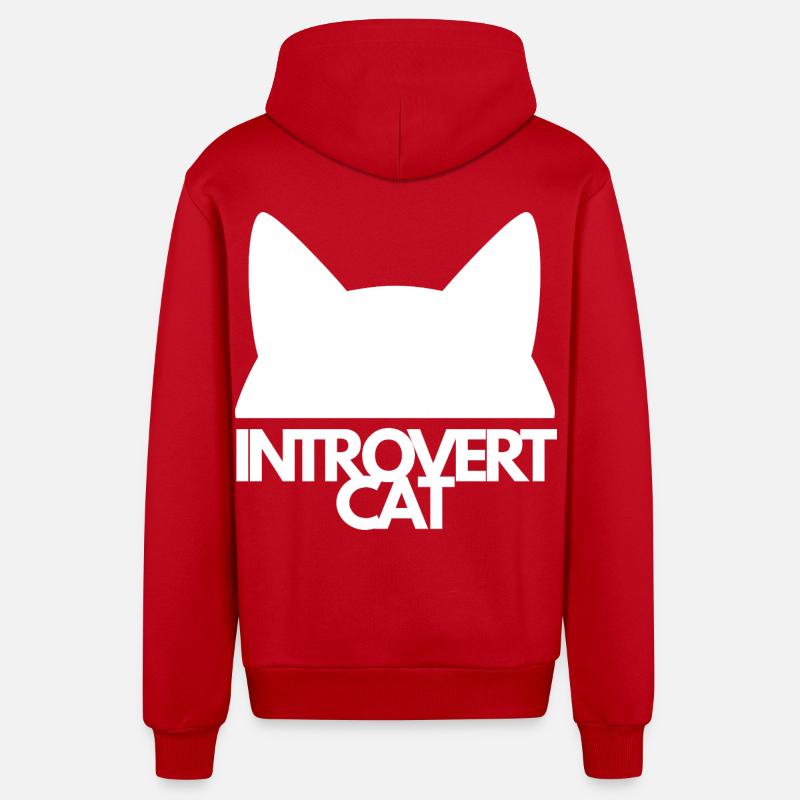 Chat Introvert Silhouette - Veste à capuche bio décontractée fabriquée en UE - rouge