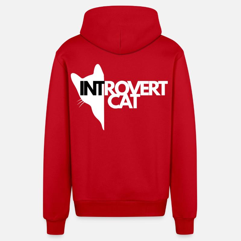 Chat Introverti Silhouette Contrastée - Veste à capuche bio décontractée fabriquée en UE - rouge