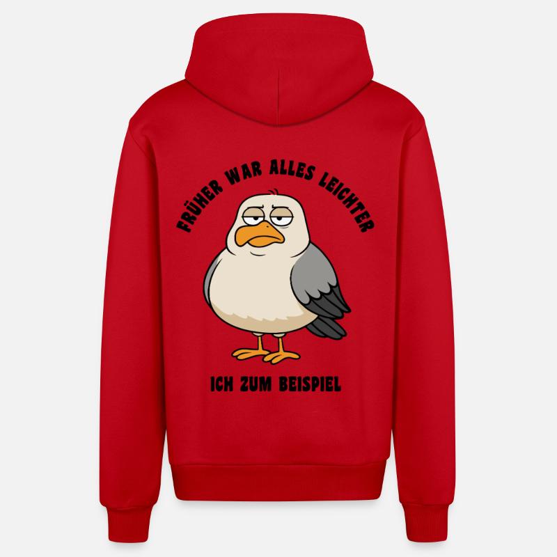 Früher war alles leichter - Möwe Spruch - Organic Relaxed Kapuzenjacke Made in EU - Rot