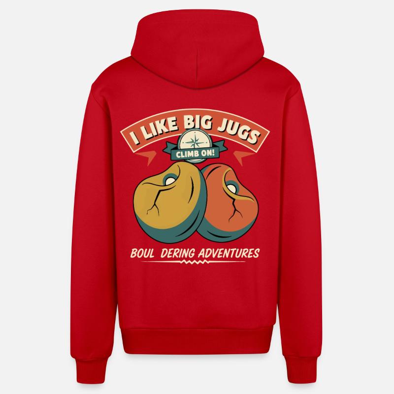 Escalade Aventures de Bloc Grimpe On - Veste à capuche bio décontractée fabriquée en UE - rouge