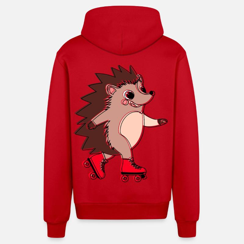 Hérisson en roller - Niglo en roller  - Veste à capuche bio décontractée fabriquée en UE - rouge