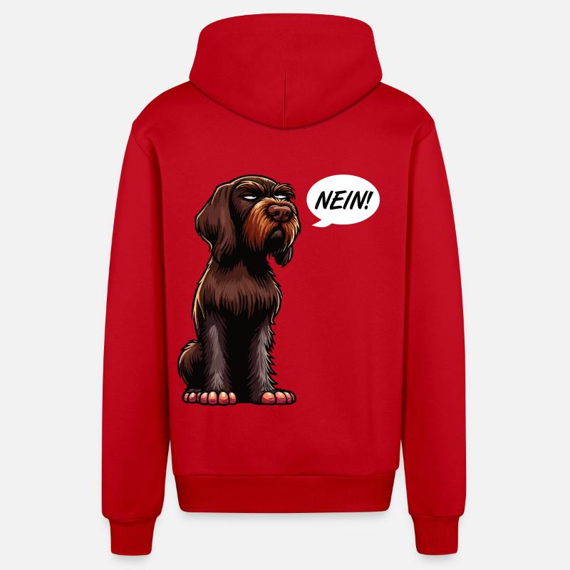 Nein Deutsch Drahthaar Deutsch-Drahthaar Besitzer - Organic Relaxed Kapuzenjacke Made in EU - Rot