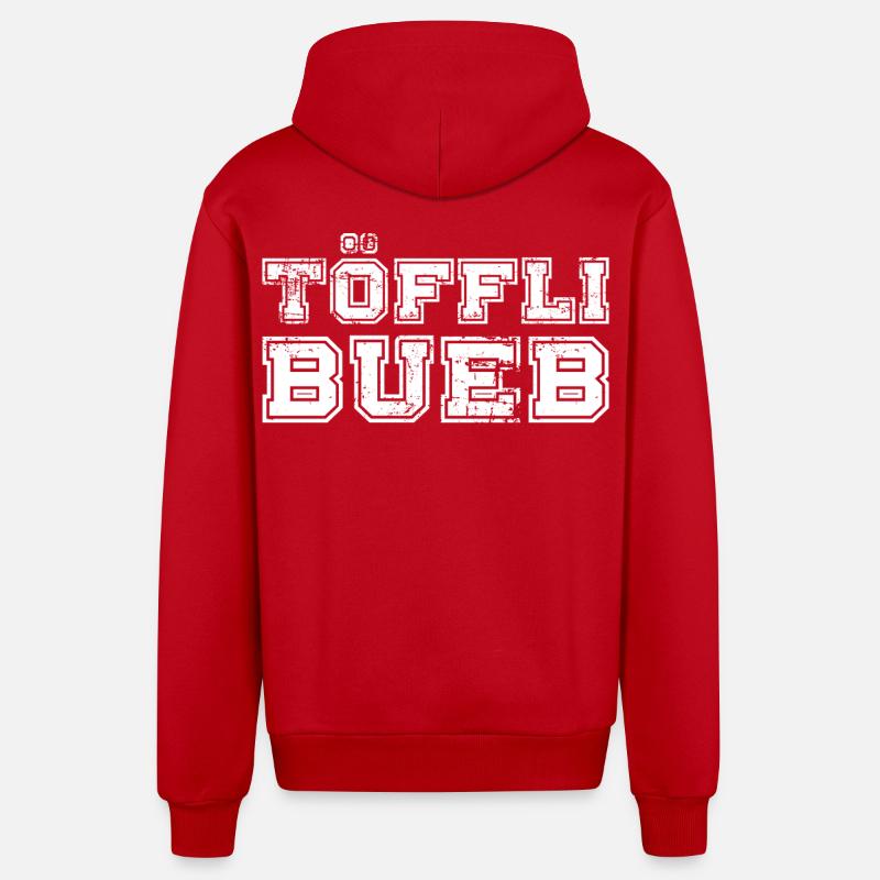 Style Vieilli du Collège Töfflibueb - Veste à capuche bio décontractée fabriquée en UE - rouge