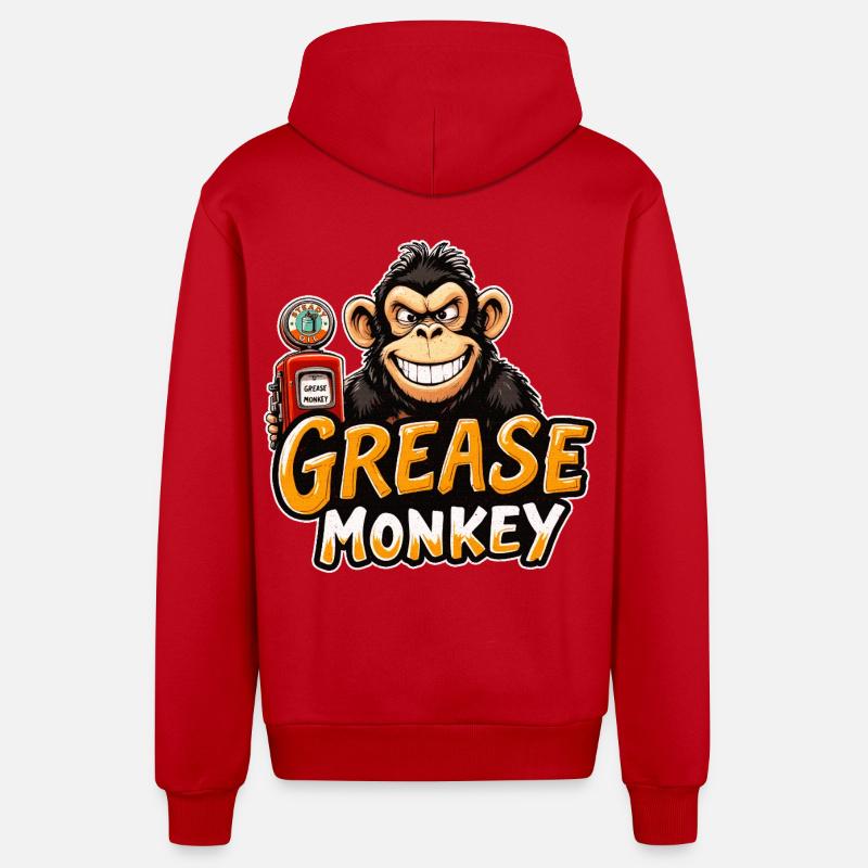 Mécanisme du sourire de GreaseMonkey - Veste à capuche bio décontractée fabriquée en UE - rouge