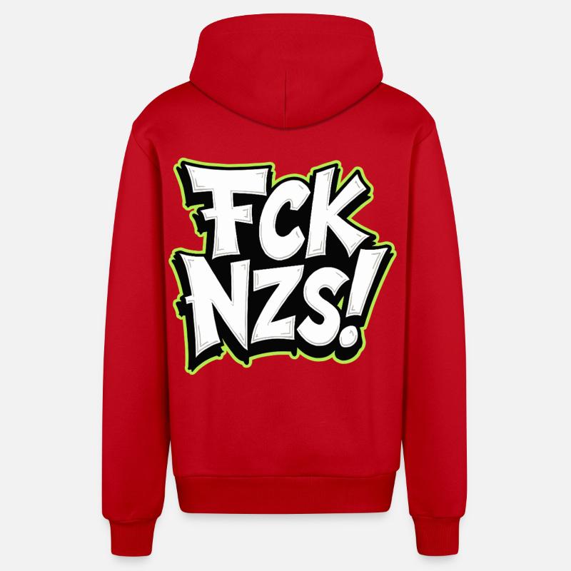 FCK NZS Statement gegen Rassismus - Organic Relaxed Kapuzenjacke Made in EU - Rot