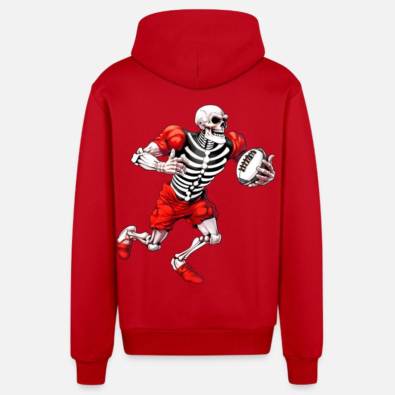 Skeletons Rugby - Organic Relaxed Hooded Jacket Made in EU - red