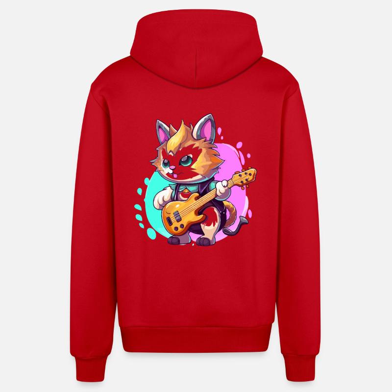 Patchwork donkey in doodle style - Organic Relaxed Hooded Jacket Made in EU - red