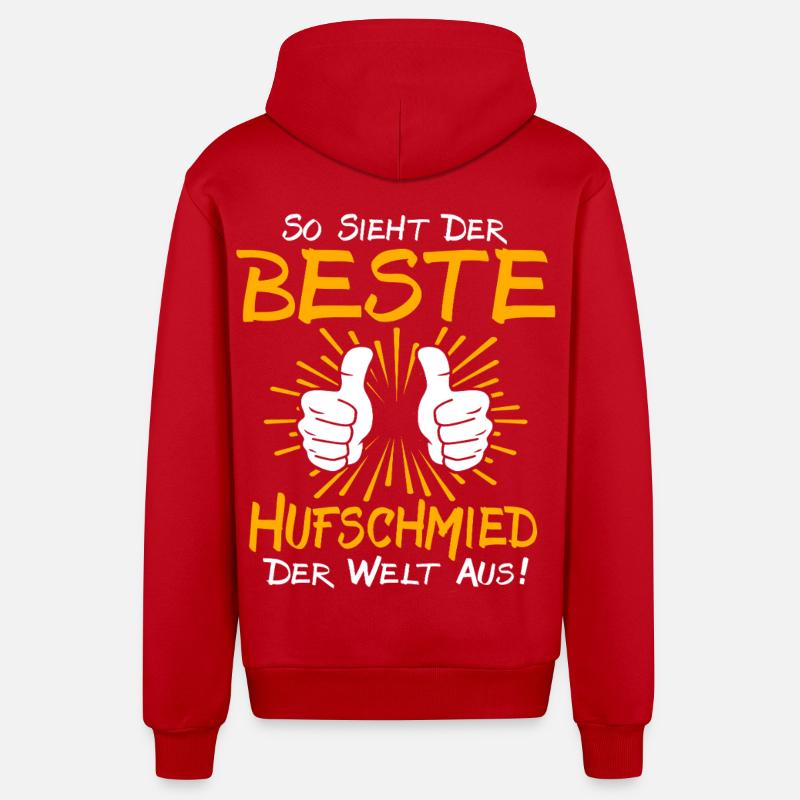 Idée de cadeau pour le maréchal-ferrant - Veste à capuche bio décontractée fabriquée en UE - rouge