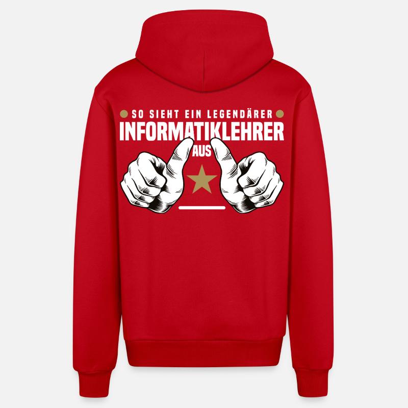 Computer Science Teacher - Organic Relaxed Hooded Jacket Made in EU - red