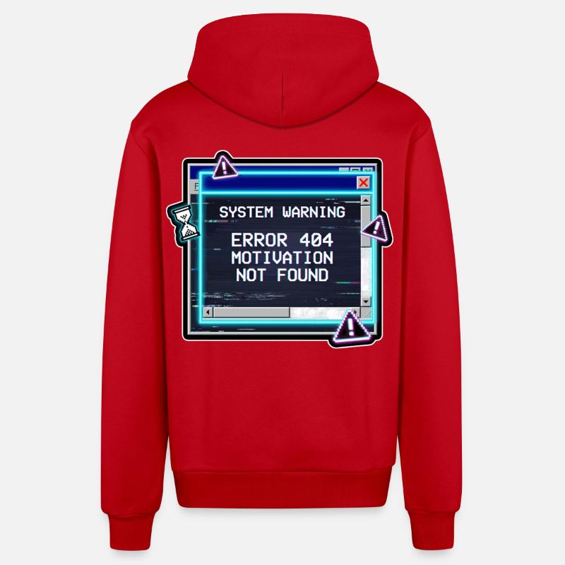 Error 404 Motivation Glitch - Organic Relaxed Hooded Jacket Made in EU - red