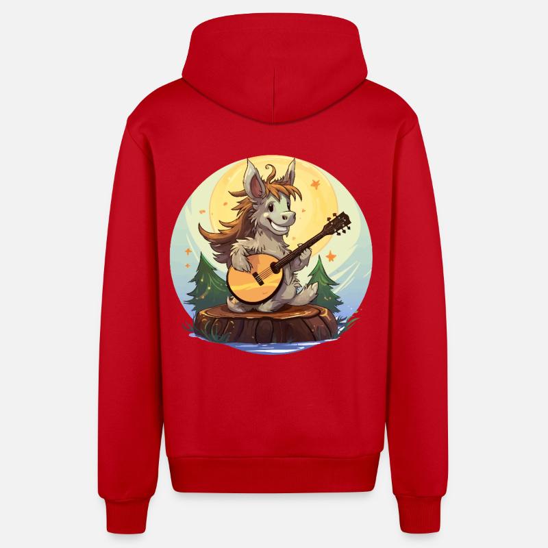 Guitariste de Moonlight Donkey - Veste à capuche bio décontractée fabriquée en UE - rouge