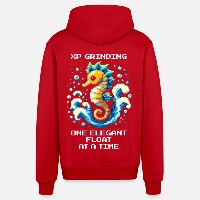 XP-Grind: float elegantly | Seahorse - Organic Relaxed Hooded Jacket Made in EU - red