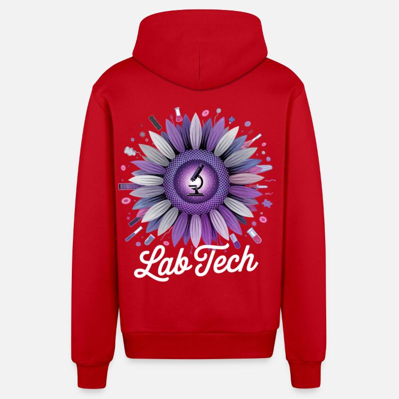 Microscope tournesol LabTech - Veste à capuche bio décontractée fabriquée en UE - rouge