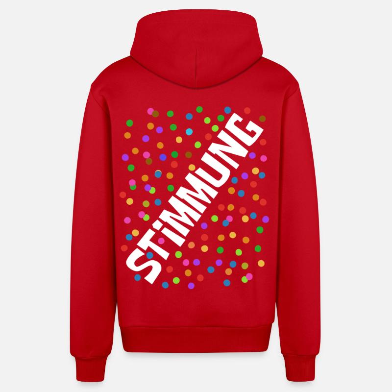 Carnaval - Carnaval - Atmosphère - Confettis - Veste à capuche bio décontractée fabriquée en UE - rouge