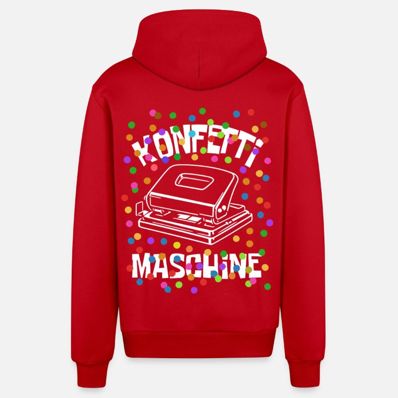Machine à confettis - Carnaval - Déguisement - Veste à capuche bio décontractée fabriquée en UE - rouge