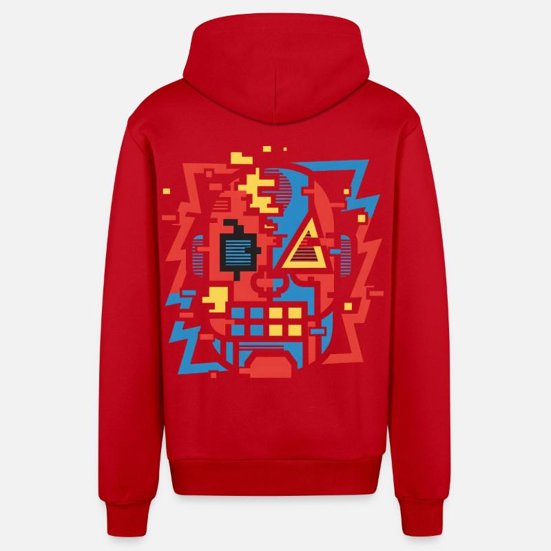 Face de bug abstraite - Veste à capuche bio décontractée fabriquée en UE - rouge