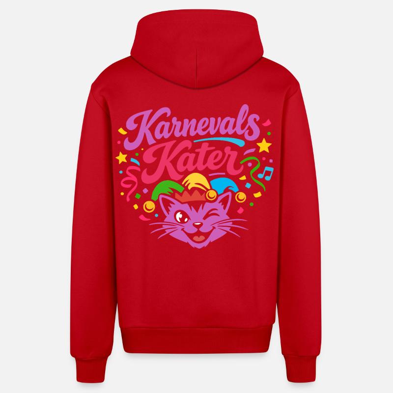 Costume de carnaval de chat - Veste à capuche bio décontractée fabriquée en UE - rouge