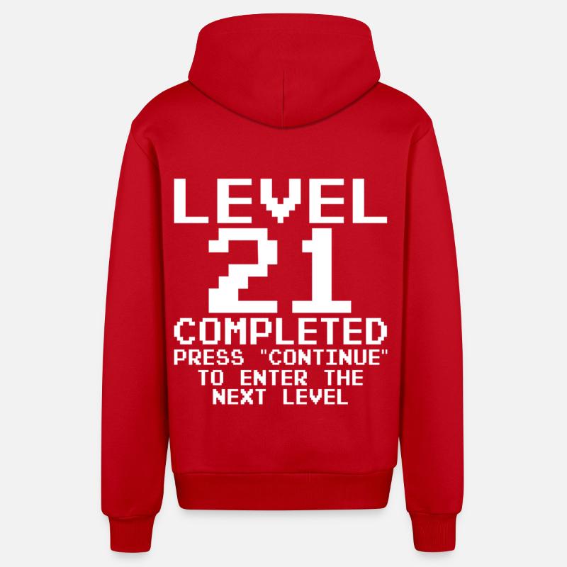 Niveau 21 Pixel Quest terminé - Veste à capuche bio décontractée fabriquée en UE - rouge