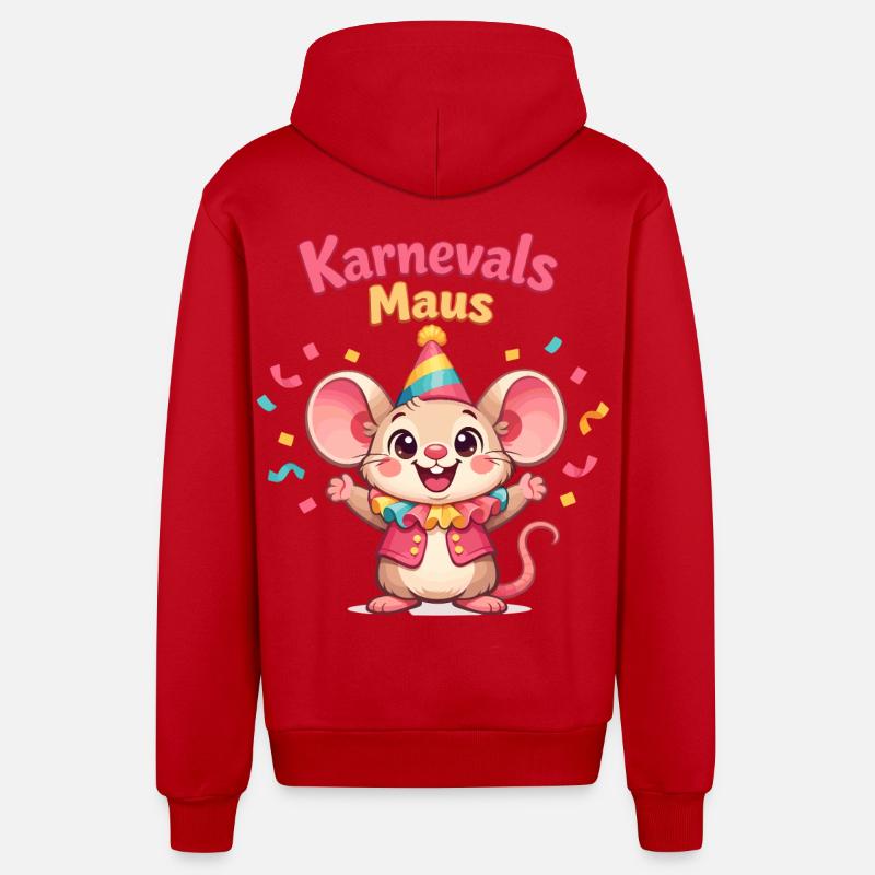 Carnival Mouse Kölsche Mädsche – Kölle Alaaf - Veste à capuche bio décontractée fabriquée en UE - rouge